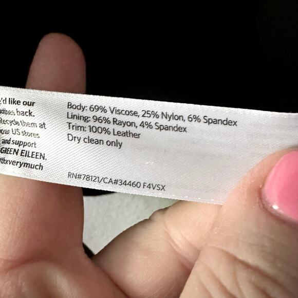 Eileen Fisher Leather & Ponte Knit Open Front Black‎ Blazer Women’s Size Medium - Picture 11 of 11